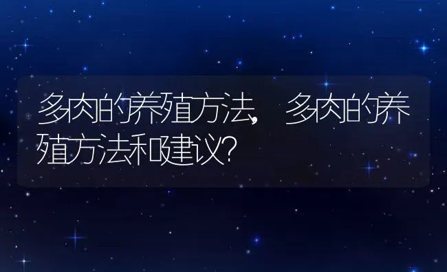 多肉的养殖方法,多肉的养殖方法和建议？ | 养殖科普