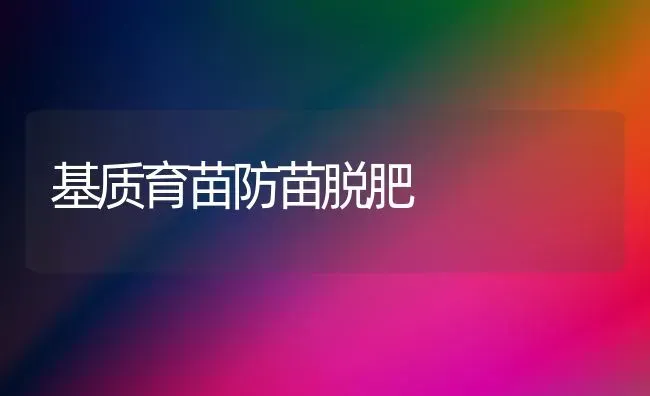 基质育苗防苗脱肥 | 养殖知识