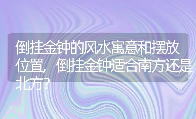 倒挂金钟的风水寓意和摆放位置,倒挂金钟适合南方还是北方？ | 养殖科普