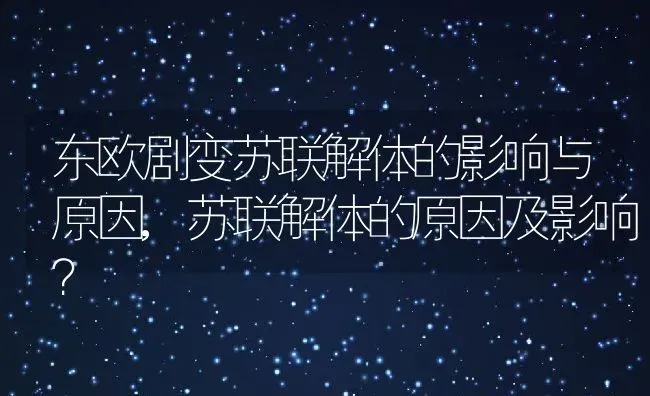 东欧剧变苏联解体的影响与原因,苏联解体的原因及影响？ | 养殖科普