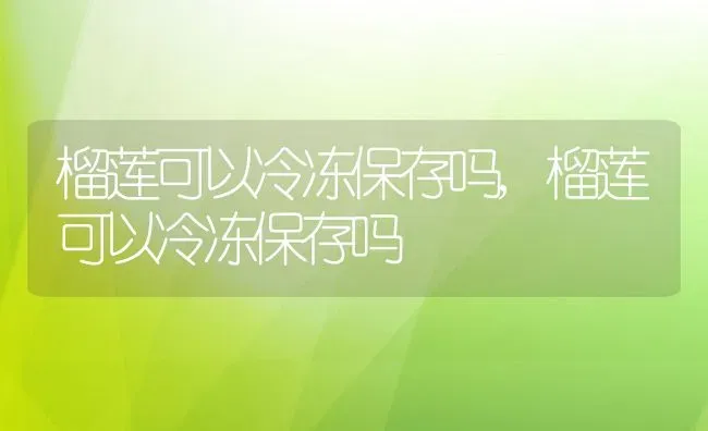 榴莲可以冷冻保存吗,榴莲可以冷冻保存吗 | 养殖科普