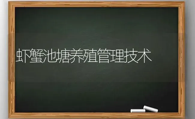 虾蟹池塘养殖管理技术 | 养殖技术大全