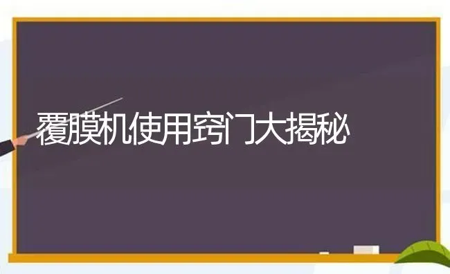 覆膜机使用窍门大揭秘 | 养殖技术大全