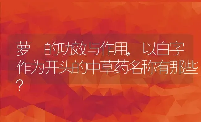 萝藦的功效与作用,以白字作为开头的中草药名称有那些？ | 养殖科普