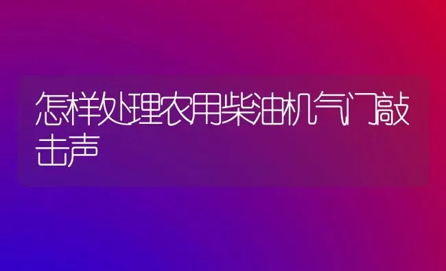 怎样处理农用柴油机气门敲击声 | 养殖知识