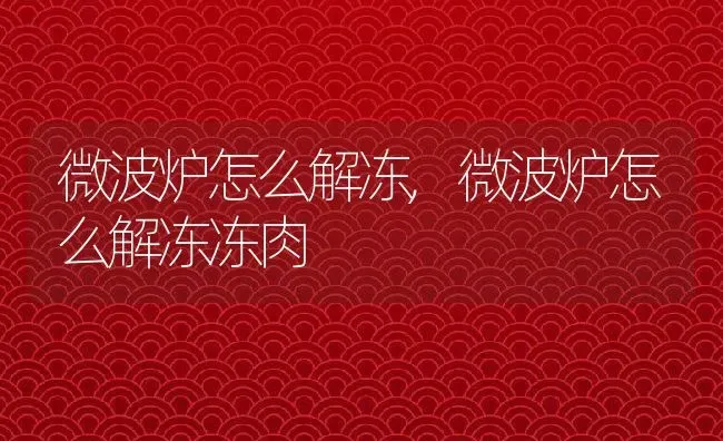 微波炉怎么解冻,微波炉怎么解冻冻肉 | 养殖科普