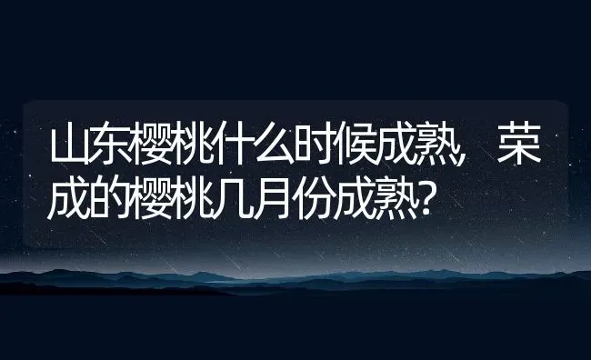 山东樱桃什么时候成熟,荣成的樱桃几月份成熟？ | 养殖科普