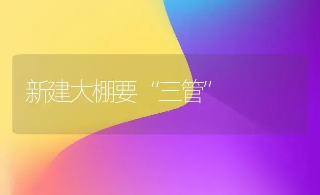 新建大棚要“三管” | 养殖技术大全