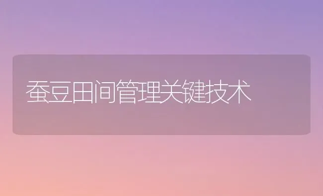 蚕豆田间管理关键技术 | 养殖技术大全