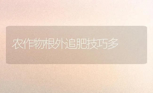 农作物根外追肥技巧多 | 养殖技术大全