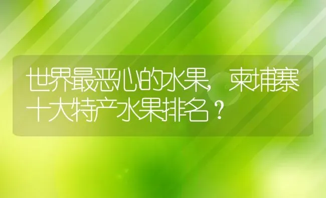 世界最恶心的水果,柬埔寨十大特产水果排名？ | 养殖科普