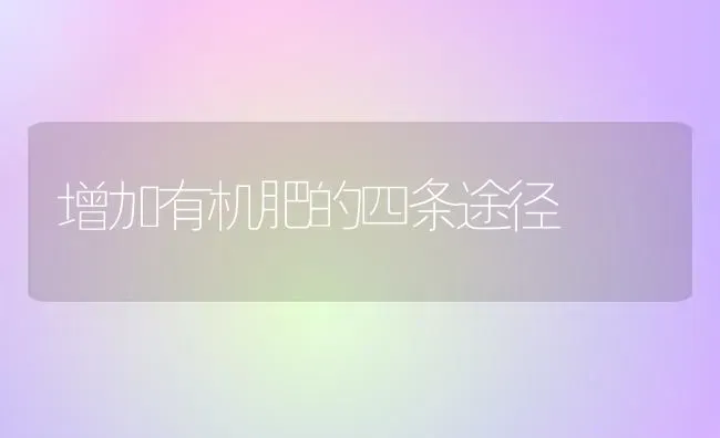 增加有机肥的四条途径 | 养殖知识