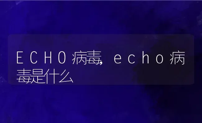 ECHO病毒,echo病毒是什么 | 养殖科普