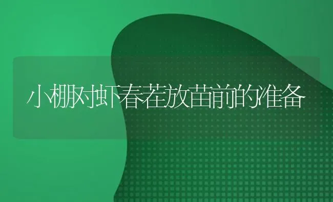 小棚对虾春茬放苗前的准备 | 养殖技术大全