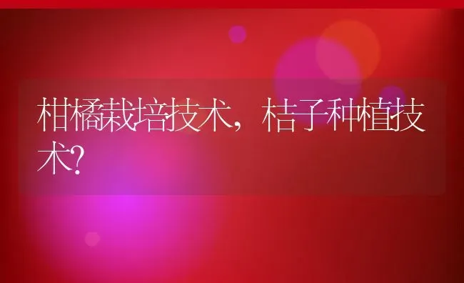 柑橘栽培技术,桔子种植技术？ | 养殖科普