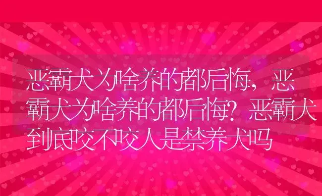 恶霸犬为啥养的都后悔,恶霸犬为啥养的都后悔?恶霸犬到底咬不咬人是禁养犬吗 | 养殖资料