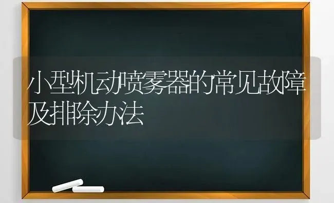 小型机动喷雾器的常见故障及排除办法 | 养殖技术大全