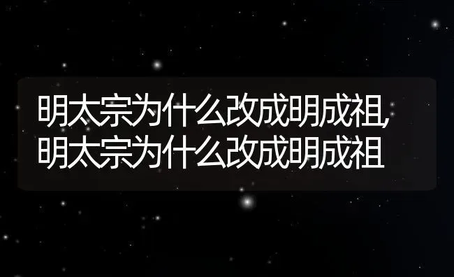 明太宗为什么改成明成祖,明太宗为什么改成明成祖 | 养殖科普