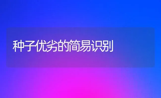 种子优劣的简易识别 | 养殖知识