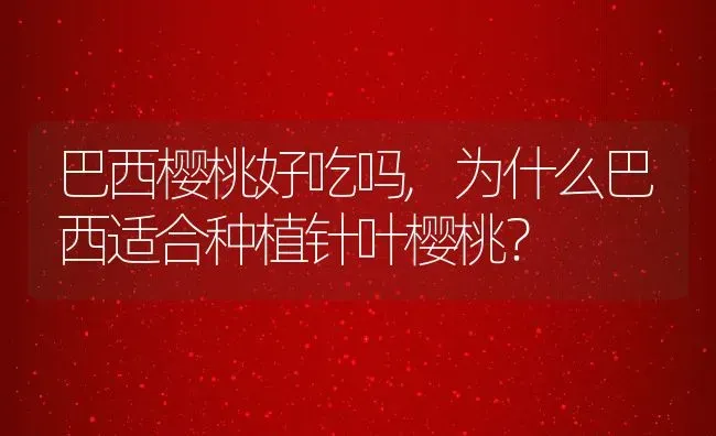 巴西樱桃好吃吗,为什么巴西适合种植针叶樱桃？ | 养殖科普