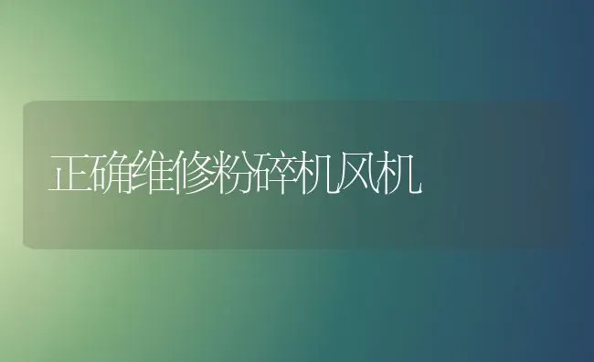 正确维修粉碎机风机 | 养殖技术大全