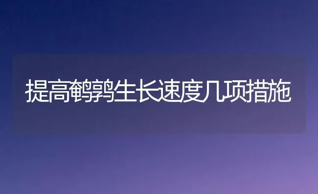 提高鹌鹑生长速度几项措施 | 养殖知识