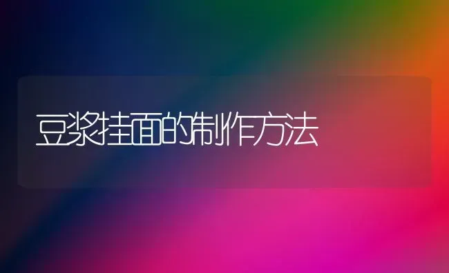 豆浆挂面的制作方法 | 养殖技术大全