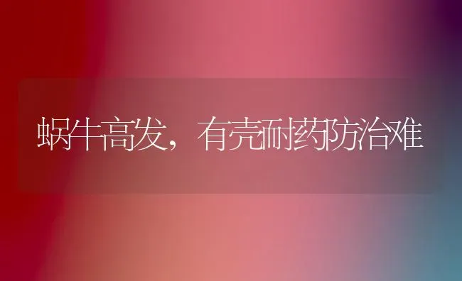 蜗牛高发,有壳耐药防治难 | 养殖技术大全