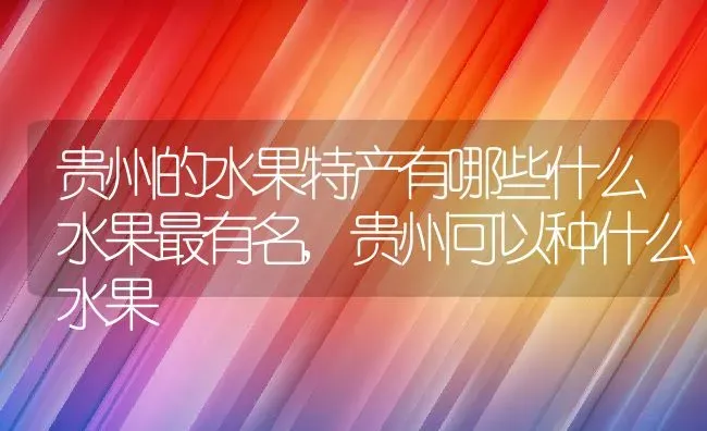 贵州的水果特产有哪些什么水果最有名,贵州可以种什么水果 | 养殖学堂