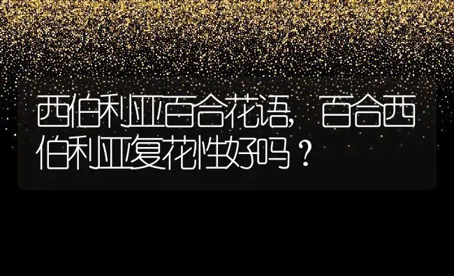 西伯利亚百合花语,百合西伯利亚复花性好吗？ | 养殖科普