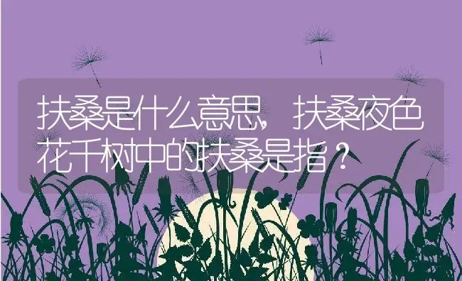 扶桑是什么意思,扶桑夜色花千树中的扶桑是指？ | 养殖学堂