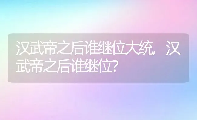 汉武帝之后谁继位大统,汉武帝之后谁继位？ | 养殖科普