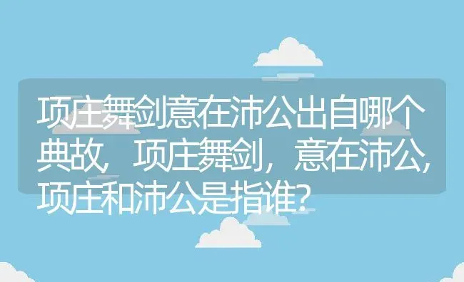 项庄舞剑意在沛公出自哪个典故,项庄舞剑，意在沛公,项庄和沛公是指谁？ | 养殖科普