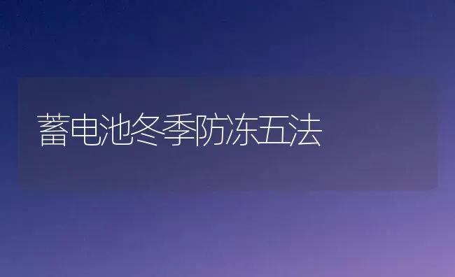 蓄电池冬季防冻五法 | 养殖技术大全
