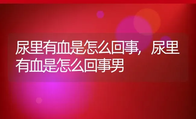 尿里有血是怎么回事,尿里有血是怎么回事男 | 养殖资料