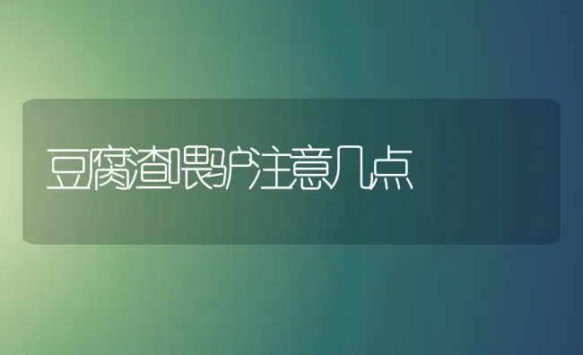 豆腐渣喂驴注意几点 | 养殖技术大全