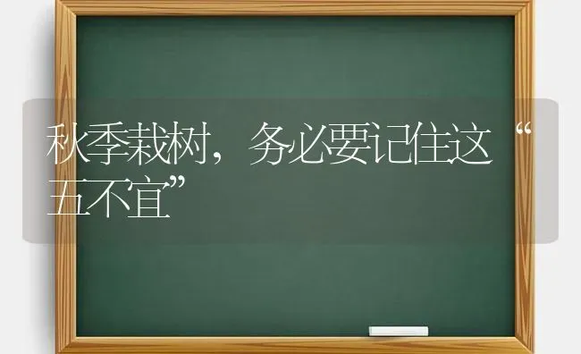 秋季栽树,务必要记住这“五不宜” | 养殖技术大全