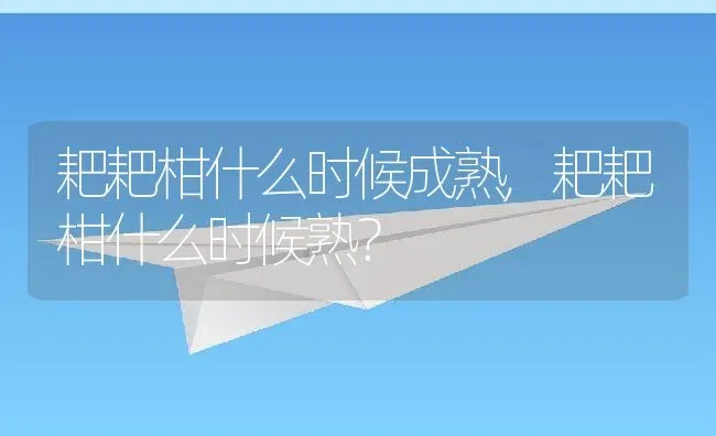 耙耙柑什么时候成熟,耙耙柑什么时候熟？ | 养殖科普