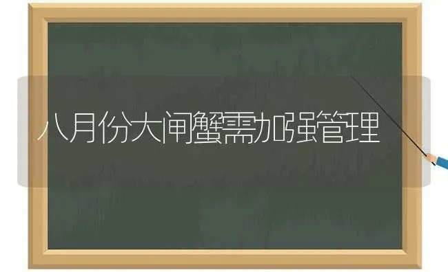 八月份大闸蟹需加强管理 | 养殖知识