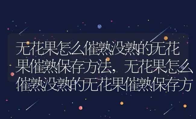 无花果怎么催熟没熟的无花果催熟保存方法,无花果怎么催熟没熟的无花果催熟保存方法 | 养殖科普