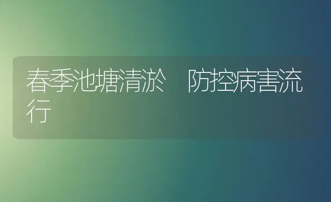 春季池塘清淤 防控病害流行 | 养殖知识