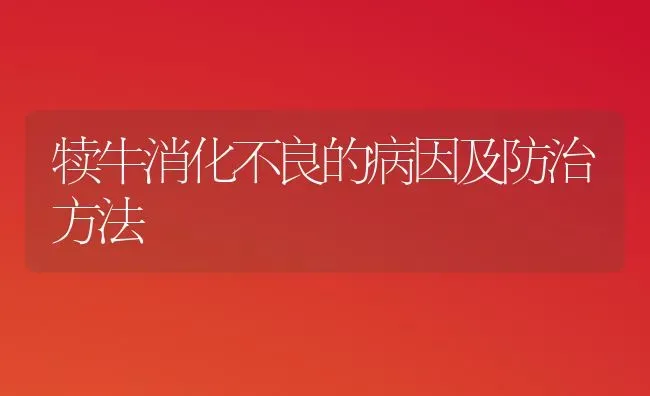 犊牛消化不良的病因及防治方法 | 养殖技术大全