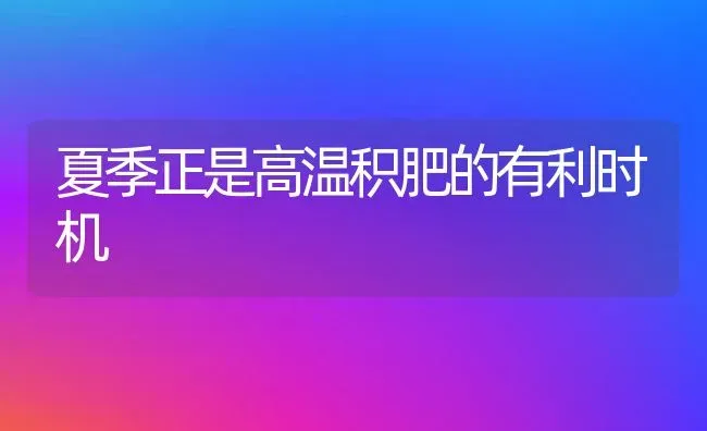 夏季正是高温积肥的有利时机 | 养殖技术大全