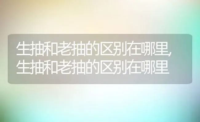 生抽和老抽的区别在哪里,生抽和老抽的区别在哪里 | 养殖科普