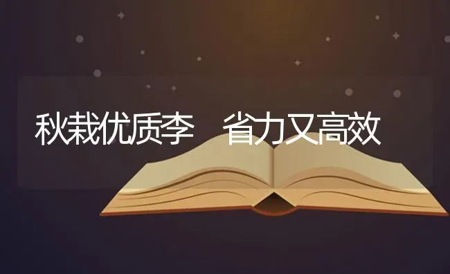 秋栽优质李 省力又高效 | 养殖技术大全