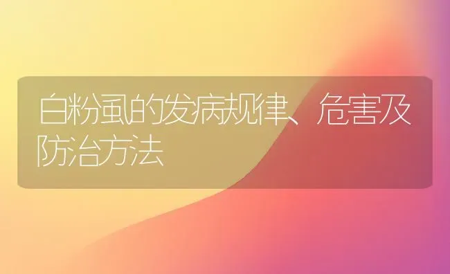 白粉虱的发病规律、危害及防治方法 | 养殖技术大全