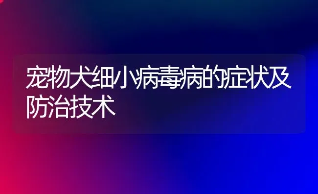 宠物犬细小病毒病的症状及防治技术 | 养殖知识