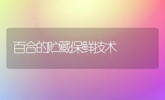 百合的贮藏保鲜技术 | 养殖技术大全