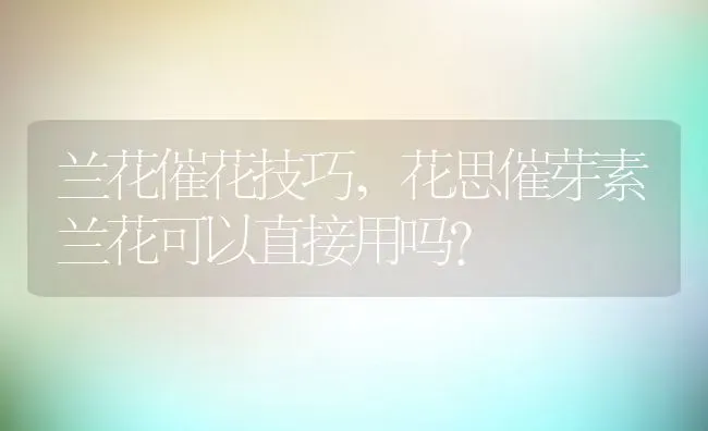 兰花催花技巧,花思催芽素兰花可以直接用吗？ | 养殖科普