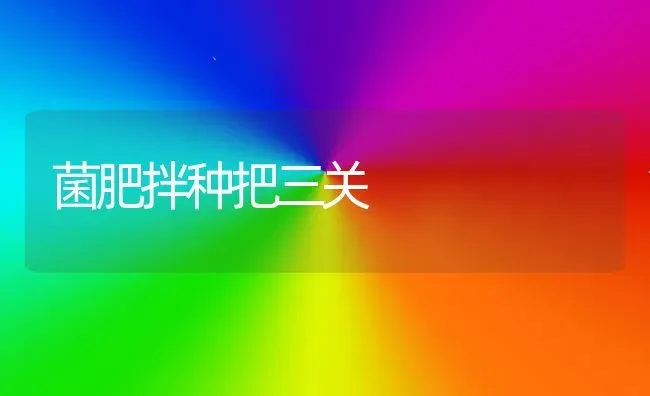 菌肥拌种把三关 | 养殖知识